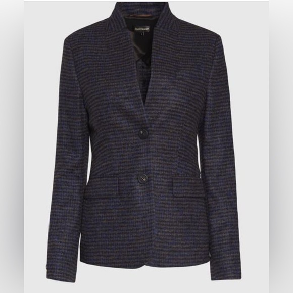Paul Stuart Jackets & Blazers - Paul Stuart Women’s Brown Blue Wool Blend Knit Jacket Size 10